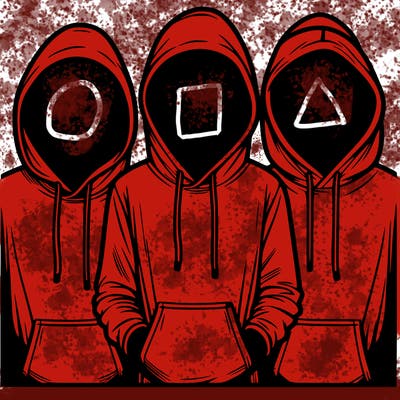 3 faceless people in  hoodies