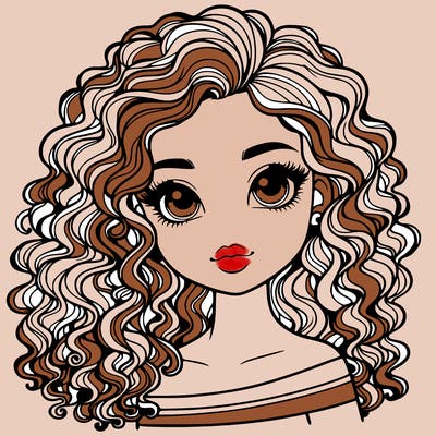 realistic girl with pretty curly hair