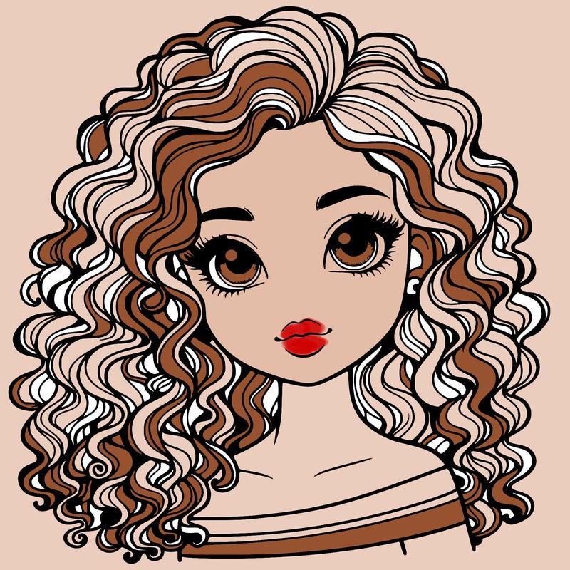 realistic girl with pretty curly hair