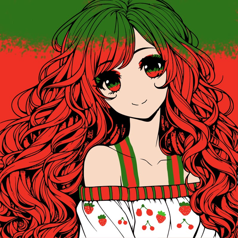 realistic, anime girl with really long curly hair