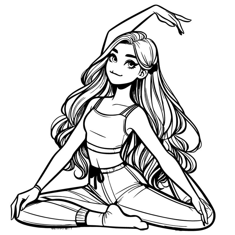 realistic teen girl with long hair and a crop top doing 🫶