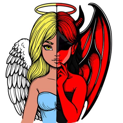 realistic angel half demon