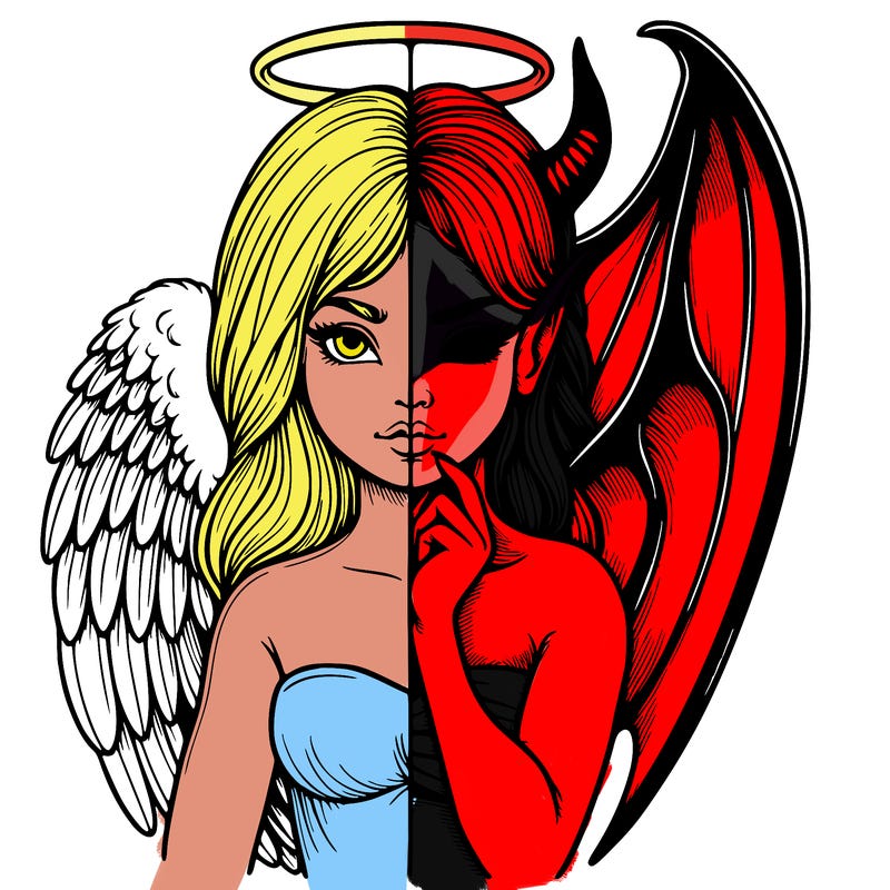 realistic angel half demon