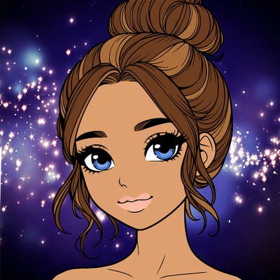 realistic pretty girl with hair in bun