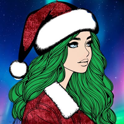 realistic girl in santa hat