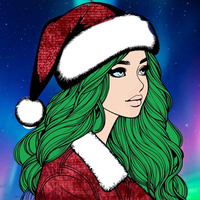 realistic girl in santa hat