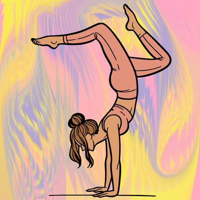 a woman doing a handstand