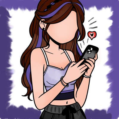 girl with crop top texting on her phone