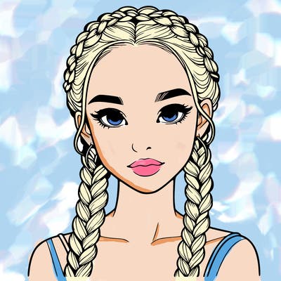 realistic girl with braids