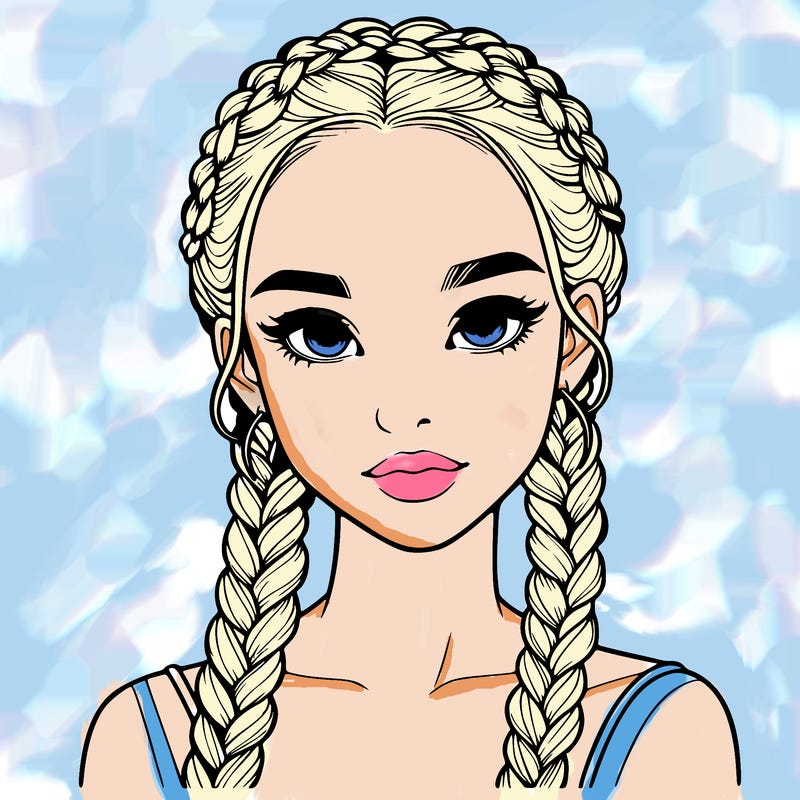 realistic girl with braids