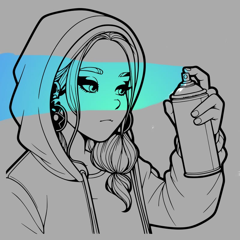 a realistic girl, spray painting