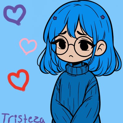 sad girl with glasses in a sweater