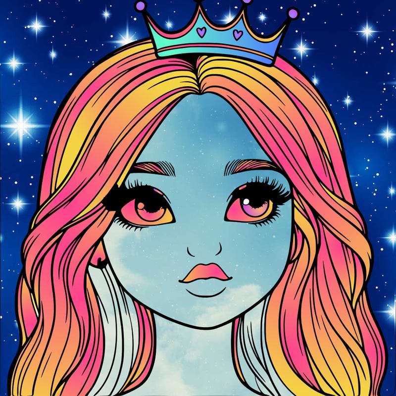a realistic girl with a crown on