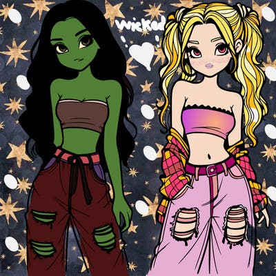 2 girls in crop tops and baggy jeans ripped