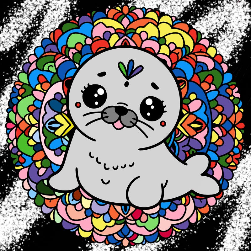 a cute baby seal mandala