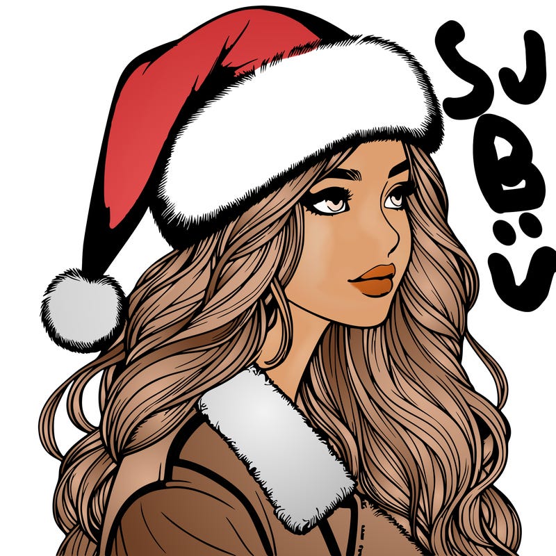 realistic girl in santa hat