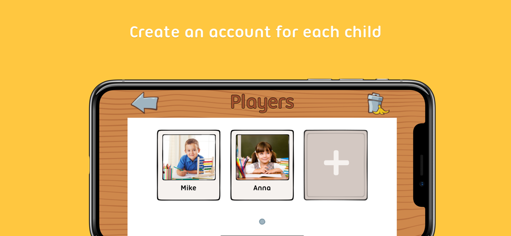 iTrace (handwriting for kids) - iTrace app screen showing multiple child player profiles