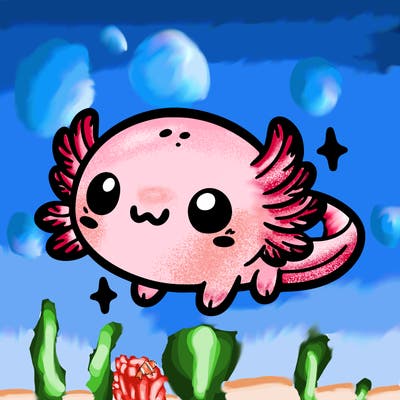 cute easy baby axolotl