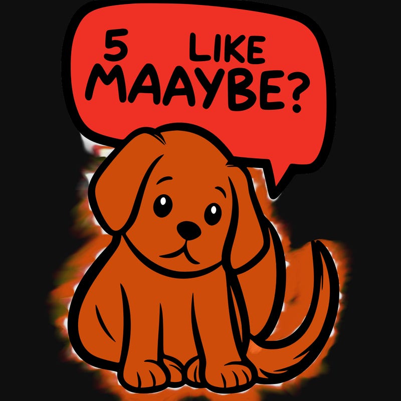 a puppy that says 5 like maybe