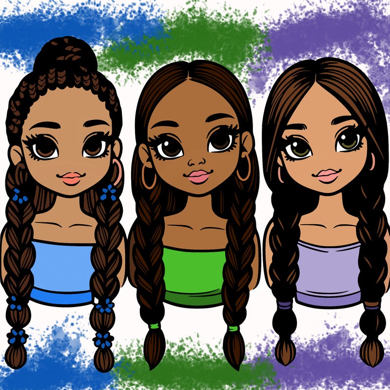 three pretty black girls with braids