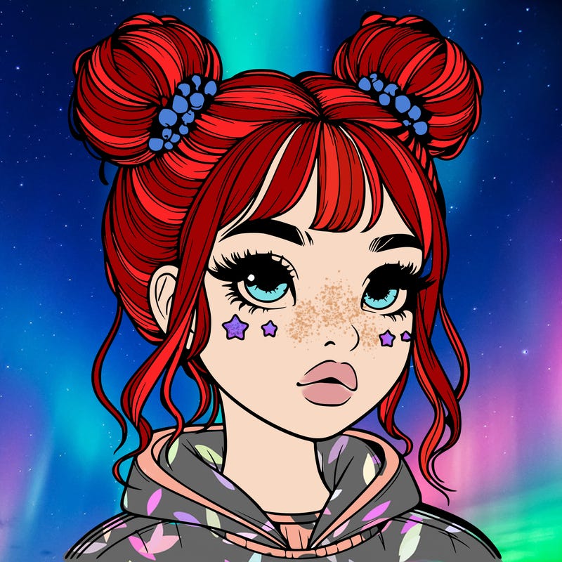 realistic girl with space buns