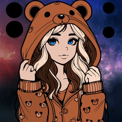 realistic girl in a animal pjs hoodie