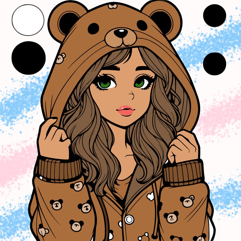 realistic girl in a animal pjs hoodie