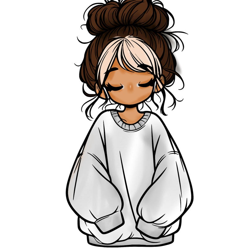 girl with baggy sweatshirt and messy bun