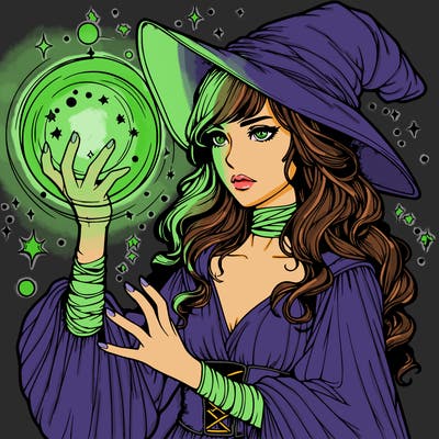 realistic women sorcerer using magic