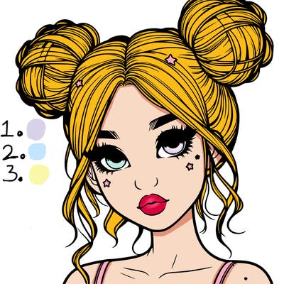 realistic girl with space buns