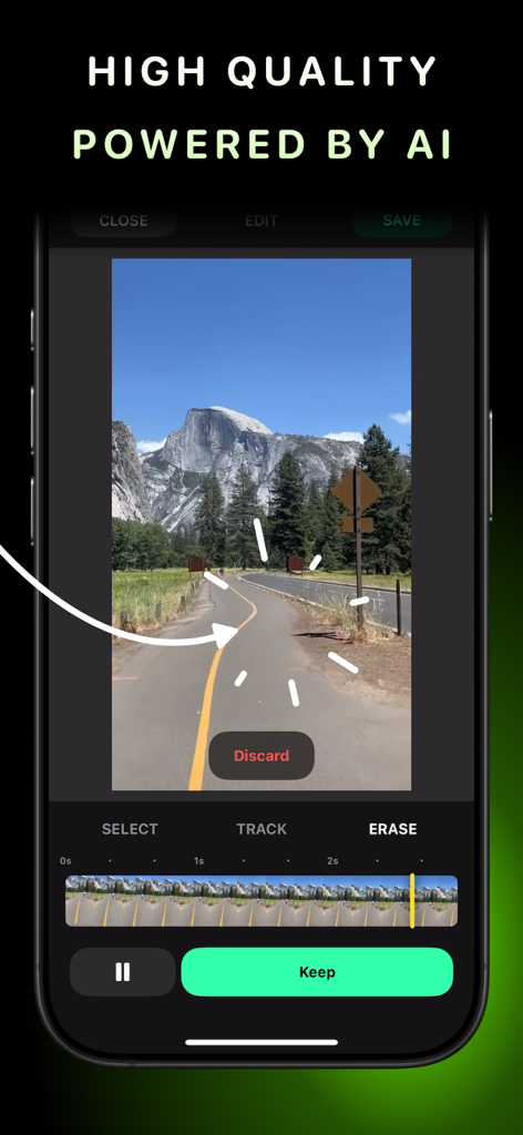 AI Video Eraser - AI Video Eraser app interface showing object removal from a scenic video