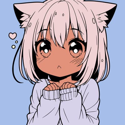 shy anime catgirl