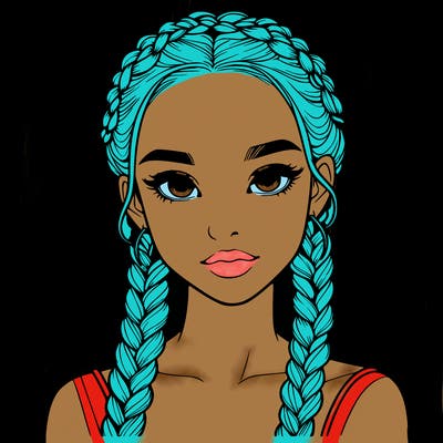 realistic girl with braids