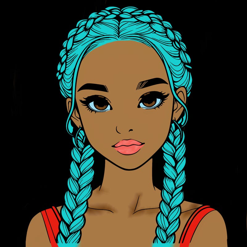 realistic girl with braids