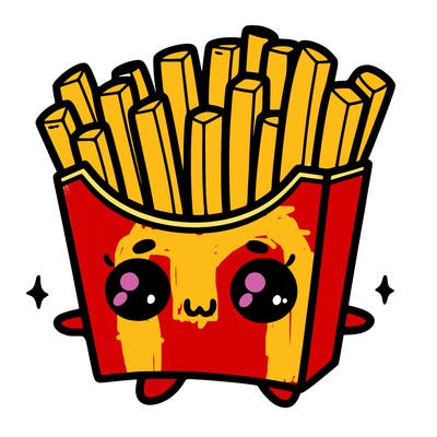 a cute. french fries