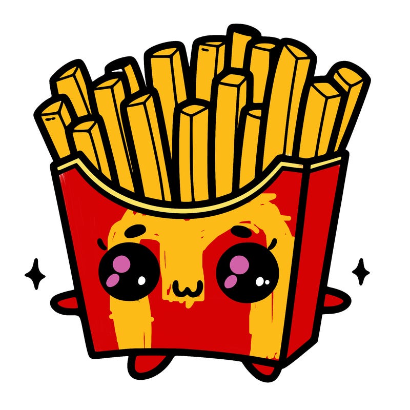 a cute. french fries
