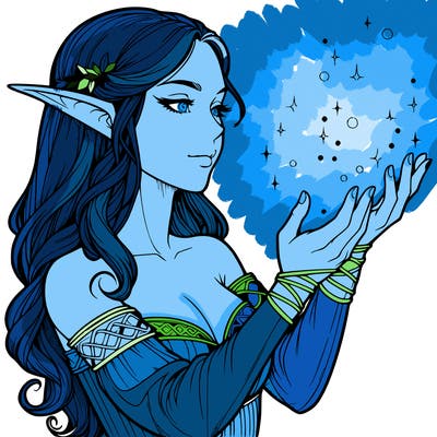 realistic elf girl doing magic