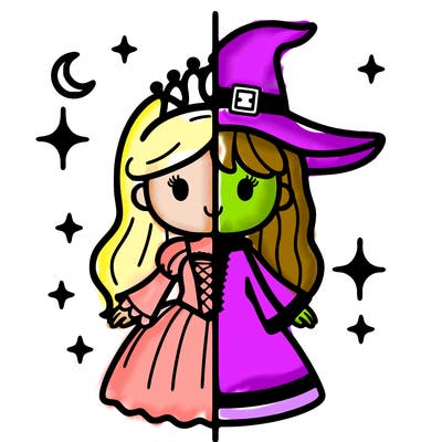split princess and witch