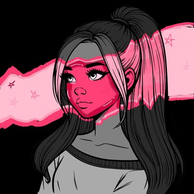 realistic girl with a high ponytail