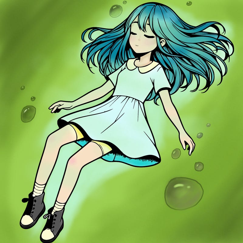 realistic girl floating