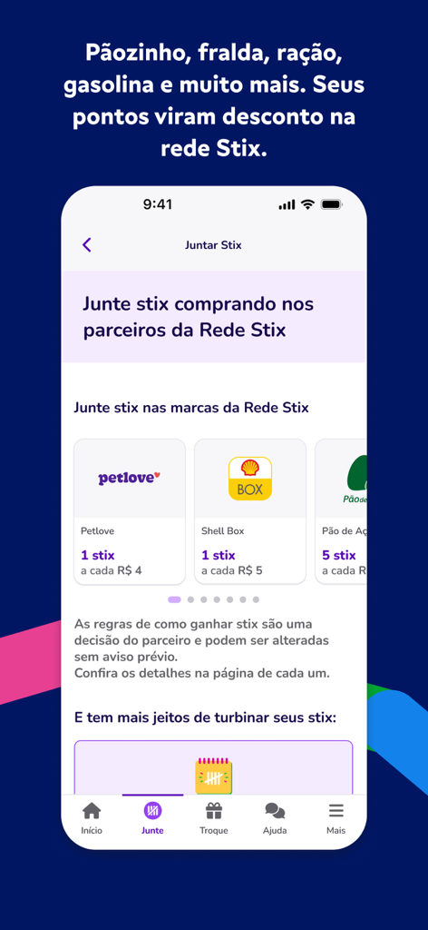 Stix app interface showing partner brands for earning rewards