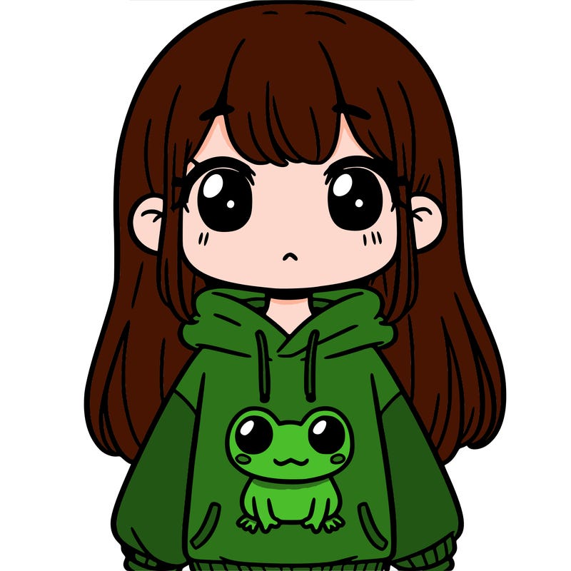 girl wearing frog sweatshirt