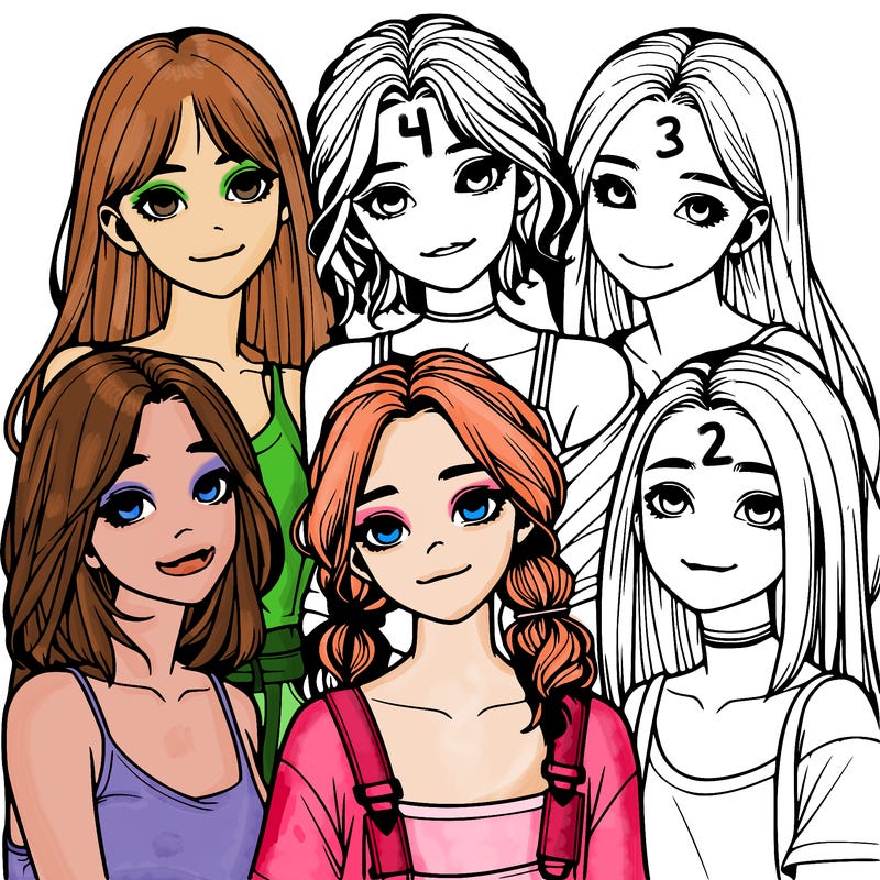 a group of girls realistic