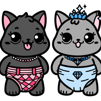 cat wearing diamond necklace and diaper