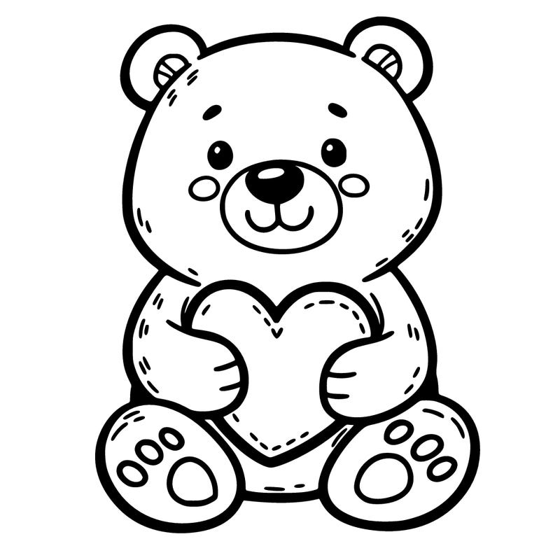 bear sitting down with a heart in its hand