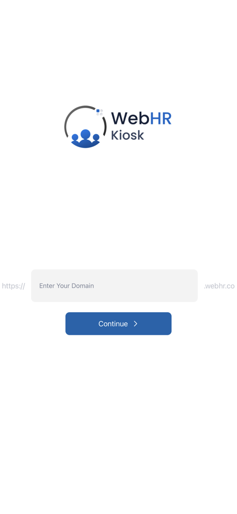 WebHR Kiosk - WebHR Kiosk domain login and setup screen