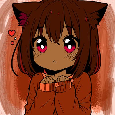 shy anime catgirl
