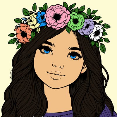 realistic girl with flower crown