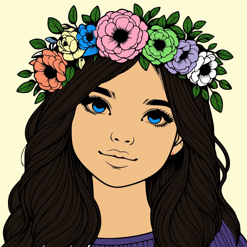 realistic girl with flower crown