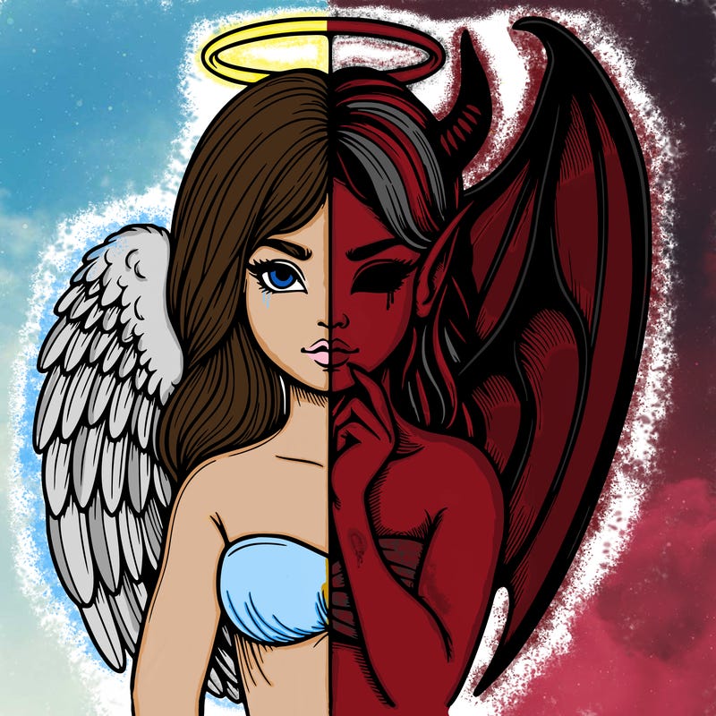 realistic angel half demon